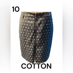 SPANNER Skirt Grey with Silver Polka Dots Size 10 Front Exposed Zipper